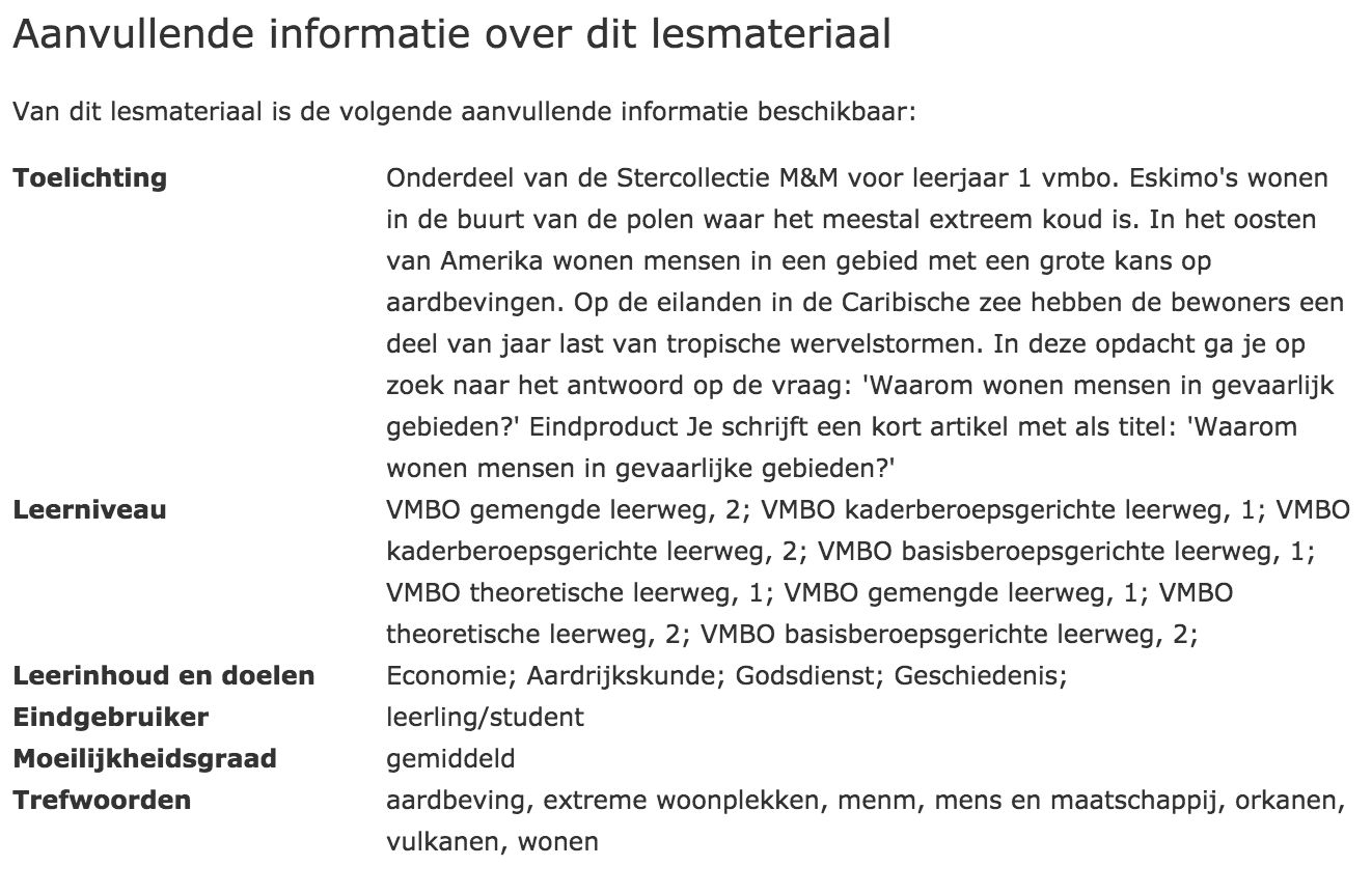 metadata in de colofon van een arrangement